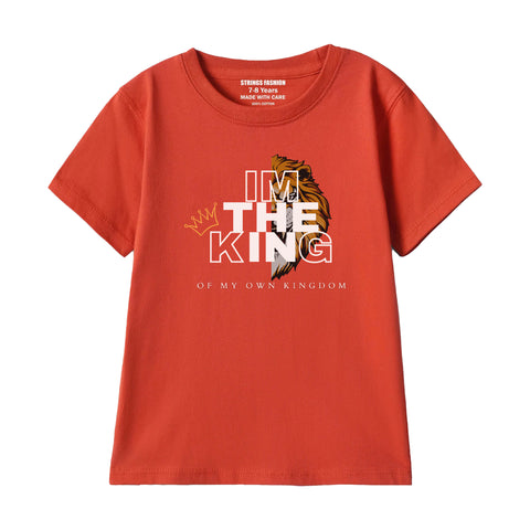 I'M THE KING BOYS SHORT SLEEVE RED T.SHIRT & FOOTBALL PRINTED SHORTS