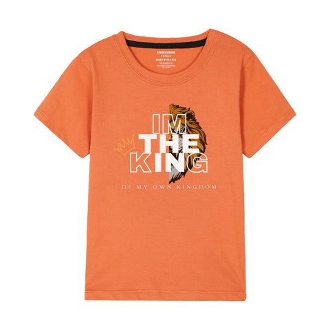I'M THE KING BOYS SHORT SLEEVE ORANGE T.SHIRT & BOXES SHORTS (SF-28908)