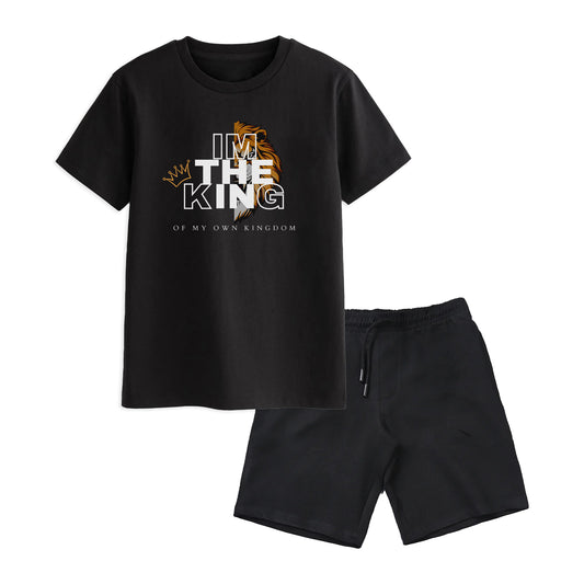 I'M THE KING BOYS SHORT SLEEVE BLACK T.SHIRT & SHORTS 1800