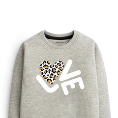 Digital Printed Love Junior Grey Header Color Girls Long Sleeve Sweat-Shirt
