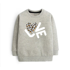 Digital Printed Love Junior Grey Header Color Girls Long Sleeve Sweat-Shirt