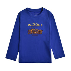 MOTERCYCE PRINTED NAVY PEONY COLOR BOYS LONG SLEEVE T.SHIRT