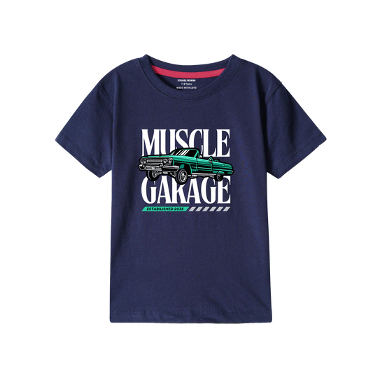 MUSCLE GARAGE NAVY PRINTED BOYS T.SHIRT 2000