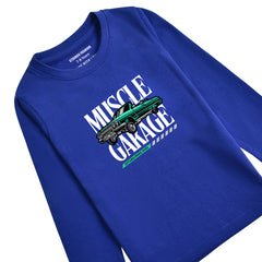 MUSCLE GARAGE NAVY PEONY COLOR BOYS LONG SLEEVE T.SHIRT