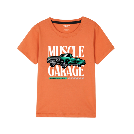 MUSCLE RIDE PRINTED ORANGE BOYS T.SHIRT 1920