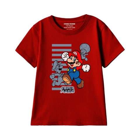 MARIO BROS BOYS SHORT SLEEVE MEHROON T.SHIRT &  SHORTS (SF-29309)