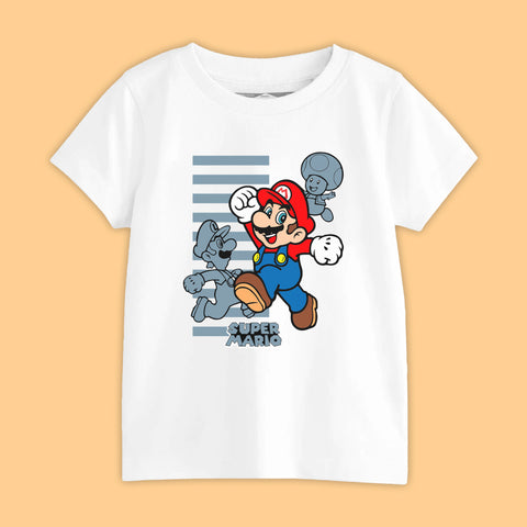 MARIO BROS BOYS SHORT SLEEVE WHITE T.SHIRT & PLANE PRINTED SHORTS (SF-29107)