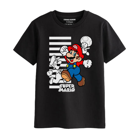 MARIO BROS BOYS SHORT SLEEVE BLACK T.SHIRT & BOX PRINTED SHORTS (SF-28109)