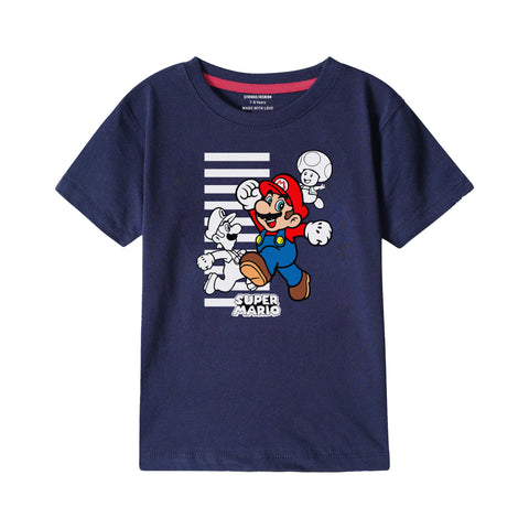 MARIO BROS BOYS SHORT SLEEVE NAVY T.SHIRT & FOOTBALL PRINTED SHORTS (SF-28409)