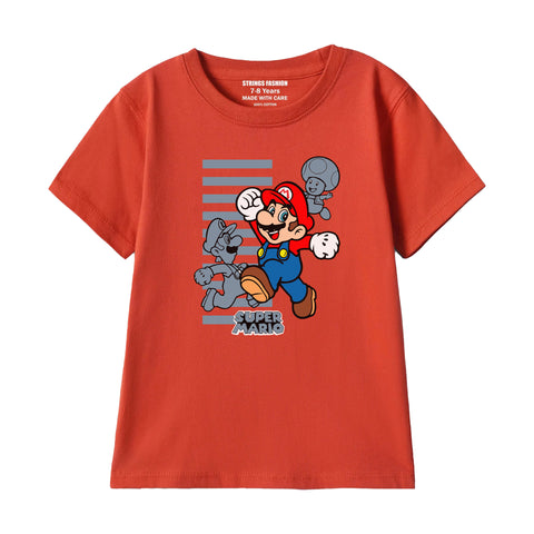 MARIO BROS BOYS SHORT SLEEVE RED T.SHIRT & FOOTBALL PRINTED SHORTS