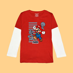 MARIO BROS BOYS LONG SLEEVE RED & WHITE T.SHIRT & SHORTS (SF-26709)
