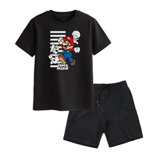 MARIO BROS BOYS SHORT SLEEVE BLACK T.SHIRT & SHORTS 1800