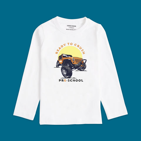 MONSTER TRUCK BOYS LONG SLEEVE WHITE T.SHIRT & SHORTS (SF-27708)