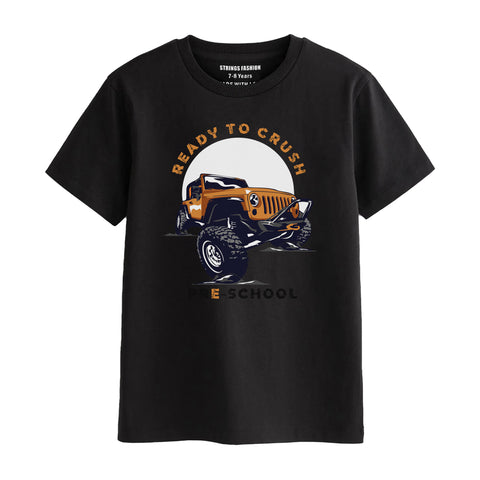 MONSTER TRUCK BOYS SHORT SLEEVE BLACK T.SHIRT & BOX PRINTED SHORTS (SF-28110)