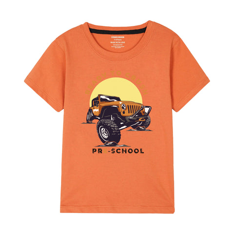 MONSTER TRUCK BOYS SHORT SLEEVE ORANGE T.SHIRT & BOXES SHORTS (SF-28910)
