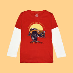 MONSTER TRUCK BOYS LONG SLEEVE RED & WHITE T.SHIRT & SHORTS (SF-26710)