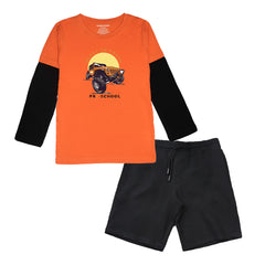 MONSTER TRUCK BOYS LONG SLEEVE T.SHIRT & SHORTS (SF-25710)