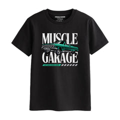 MUSCLE GARAGE BOYS SHORT SLEEVE BLACK T.SHIRT & BOX PRINTED SHORTS (SF-28111)