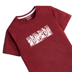 NONSTOP PRINTED MEHROON COLOR JUNIOR BOYS T.SHIRT