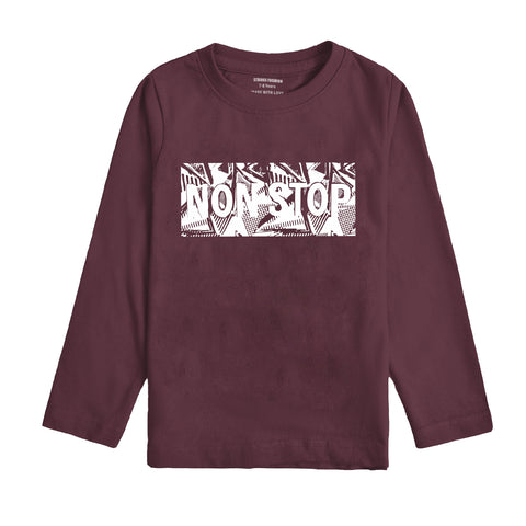 NON STOP BURGUNDY BOYS LONG SLEEVE T.SHIRT