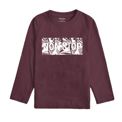 NON STOP BURGUNDY BOYS LONG SLEEVE T.SHIRT
