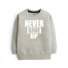 Digital Printed Never Give up Grey Header Color Girls Long Sleeve Sweat-Shirt