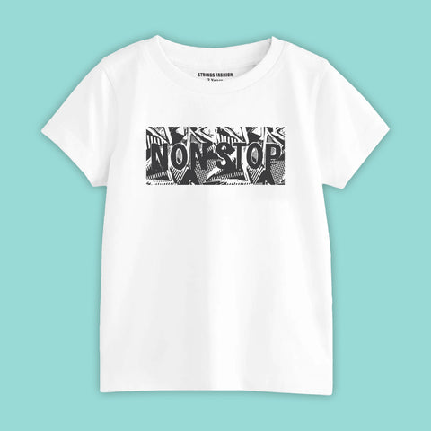 NON-STOP BOYS SHORT SLEEVE WHITE T.SHIRT & BLACK SHORTS (SF-27910)