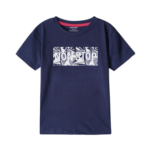 NON-STOP BOYS SHORT SLEEVE NAVY T.SHIRT & FOOTBALL PRINTED SHORTS (SF-28412)