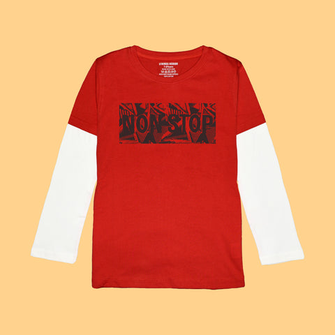 NON STOP BOYS LONG SLEEVE RED & WHITE T.SHIRT & SHORTS (SF-26711)