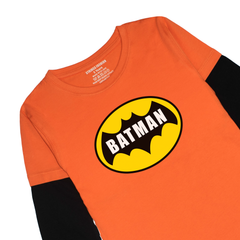 BATMAN PRINTED ORANGE-BLACK BOYS LONG SLEEVE T.SHIRT