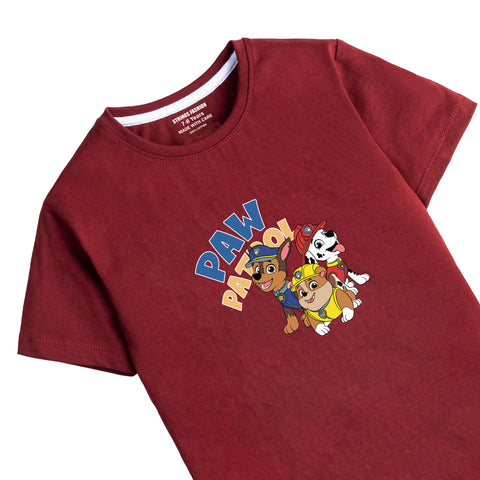 MAROON GRAPHICS PAW PETROL T-SHIRT