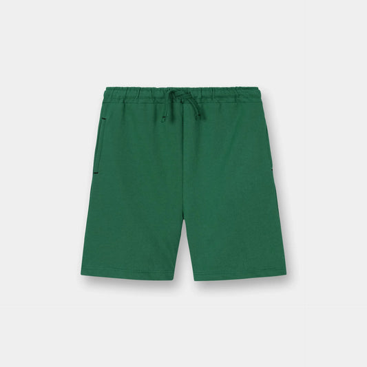 Green shorts with a drawstring on a light gray background 1920
