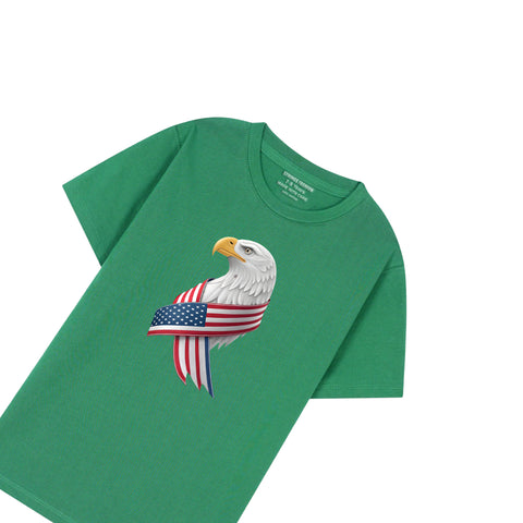 GREEN T-SHIRT Graphics AMERICAN BADGE