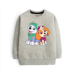 Digital Printed Paw Grey Header Color Girls Long Sleeve Sweat-Shirt