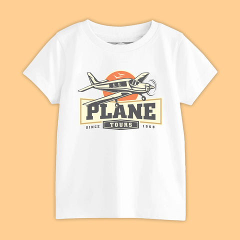 PLANE TOUR BOYS SHORT SLEEVE WHITE T.SHIRT & PLANE PRINTED SHORTS