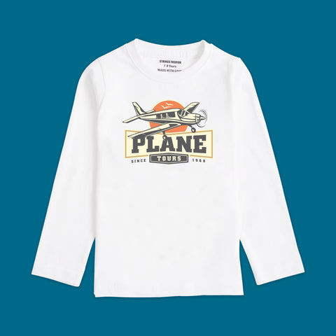 PLANE TOUR BOYS LONG SLEEVE WHITE T.SHIRT & SHORTS (SF-27710)