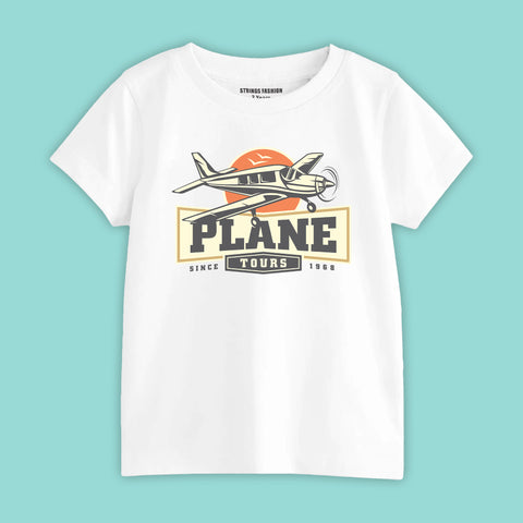 PLANE TOUR BOYS SHORT SLEEVE WHITE T.SHIRT & BLACK SHORTS (SF-27911)