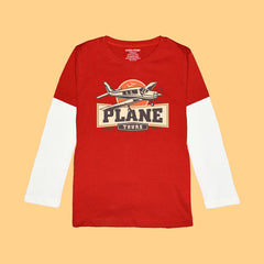 PLANE TOUR BOYS LONG SLEEVE RED & WHITE T.SHIRT & SHORTS (SF-26712)