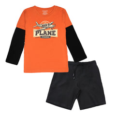 PLANE TOUR BOYS LONG SLEEVE T.SHIRT & SHORTS (SF-25712)