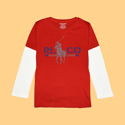 POLO BOYS LONG SLEEVE RED & WHITE T.SHIRT & SHORTS (SF-26713)