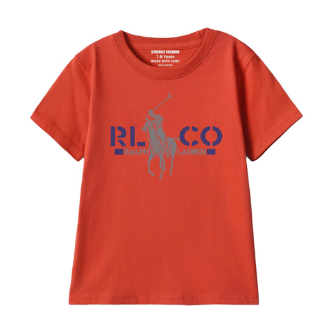 POLO BOYS SHORT SLEEVE RED T.SHIRT & FOOTBALL PRINTED SHORTS