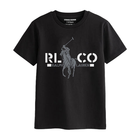 POLO BOYS SHORT SLEEVE BLACK T.SHIRT & BOX PRINTED SHORTS (SF-28114)