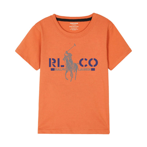 POLO BOYS SHORT SLEEVE ORANGE T.SHIRT & BOXES SHORTS (SF-28913)
