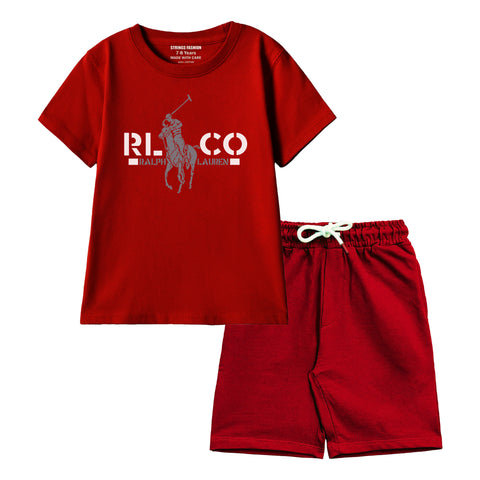 POLO BOYS SHORT SLEEVE MEHROON T.SHIRT &  SHORTS (SF-29313)