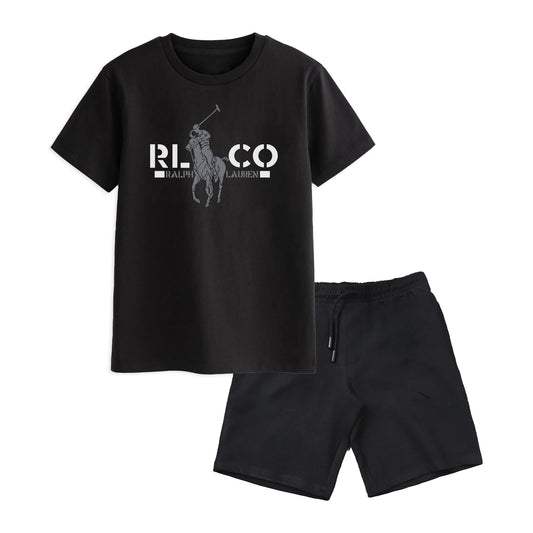 POLO BOYS SHORT SLEEVE BLACK T.SHIRT & SHORTS 1800