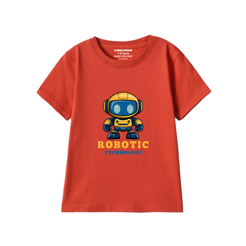 RED GRAPHICS ROBOTIC T-SHIRT