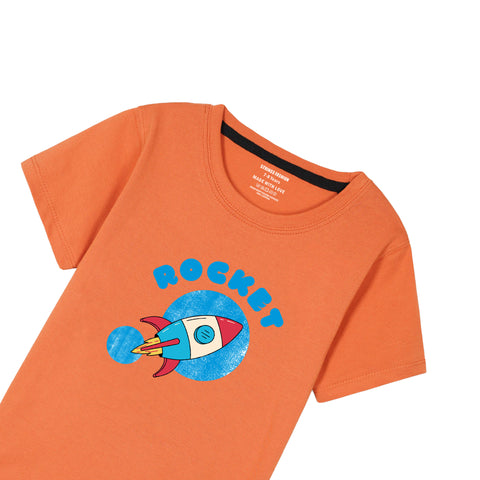ORANGE GRAPHICS ROCKET T-SHIRT