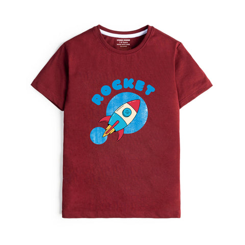 MAROON GRAPHICS ROCKET T-SHIRT