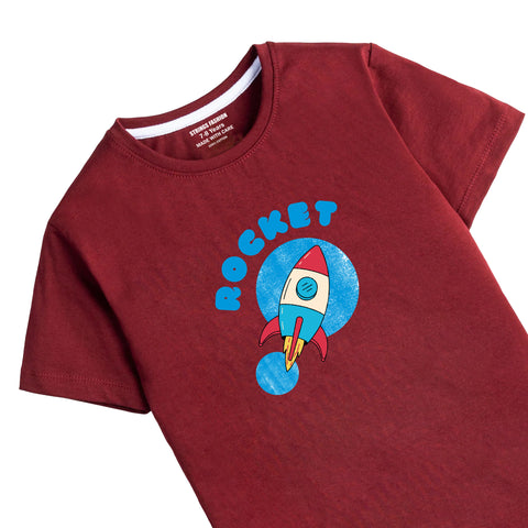 MAROON GRAPHICS ROCKET T-SHIRT