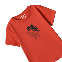 RUN ON THE WILD SIDE PRINTED RED JUNIOR BOYS T.SHIRT